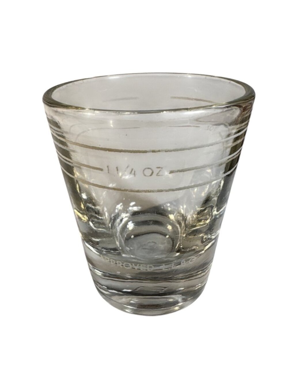 Vintage LLBO Approved Glass Shot Glass Measurement Markings Ontario Canada